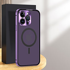 Custodia Lusso Metallo Laterale e Plastica Cover con Mag-Safe Magnetic LK5 per Apple iPhone 16 Pro Viola