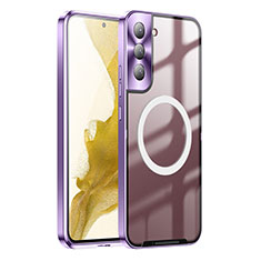 Custodia Lusso Metallo Laterale e Plastica Cover con Mag-Safe Magnetic P01 per Samsung Galaxy S21 Plus 5G Viola