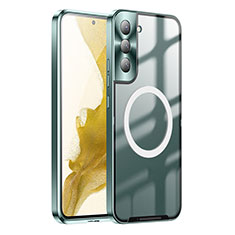 Custodia Lusso Metallo Laterale e Plastica Cover con Mag-Safe Magnetic P01 per Samsung Galaxy S22 5G Verde