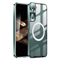 Custodia Lusso Metallo Laterale e Plastica Cover con Mag-Safe Magnetic P01 per Samsung Galaxy S25 Plus 5G Verde