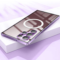 Custodia Lusso Metallo Laterale e Plastica Cover con Mag-Safe Magnetic per Samsung Galaxy S22 Ultra 5G Viola