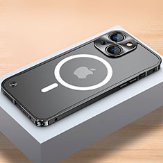 Custodia Lusso Metallo Laterale e Plastica Cover con Mag-Safe Magnetic QC1 per Apple iPhone 13 Nero