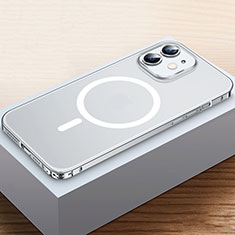 Custodia Lusso Metallo Laterale e Plastica Cover con Mag-Safe Magnetic QC2 per Apple iPhone 12 Mini Argento