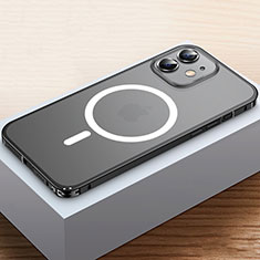 Custodia Lusso Metallo Laterale e Plastica Cover con Mag-Safe Magnetic QC2 per Apple iPhone 12 Mini Nero