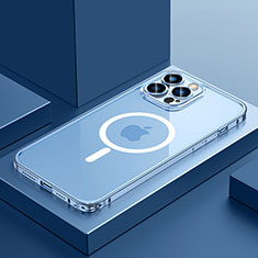 Custodia Lusso Metallo Laterale e Plastica Cover con Mag-Safe Magnetic QC3 per Apple iPhone 12 Pro Blu