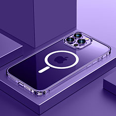 Custodia Lusso Metallo Laterale e Plastica Cover con Mag-Safe Magnetic QC3 per Apple iPhone 12 Pro Viola