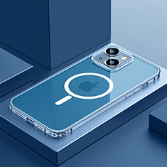 Custodia Lusso Metallo Laterale e Plastica Cover con Mag-Safe Magnetic QC3 per Apple iPhone 13 Mini Blu