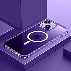 Custodia Lusso Metallo Laterale e Plastica Cover con Mag-Safe Magnetic QC3 per Apple iPhone 14 Plus Viola