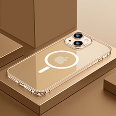 Custodia Lusso Metallo Laterale e Plastica Cover con Mag-Safe Magnetic QC3 per Apple iPhone 15 Oro