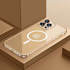 Custodia Lusso Metallo Laterale e Plastica Cover con Mag-Safe Magnetic QC3 per Apple iPhone 16 Pro Max Oro