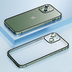 Custodia Lusso Metallo Laterale e Plastica Cover LF3 per Apple iPhone 15 Plus Verde