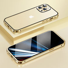 Custodia Lusso Metallo Laterale e Plastica Cover LF4 per Apple iPhone 14 Pro Max Oro