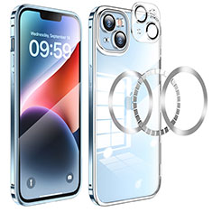 Custodia Lusso Metallo Laterale e Plastica Cover LF5 per Apple iPhone 14 Plus Blu