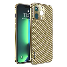 Custodia Lusso Metallo Laterale e Plastica Cover LF6 per Apple iPhone 13 Pro Max Oro