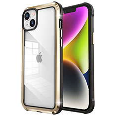 Custodia Lusso Metallo Laterale e Plastica Cover LF6 per Apple iPhone 14 Plus Oro