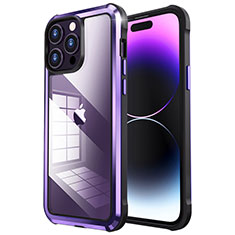 Custodia Lusso Metallo Laterale e Plastica Cover LF6 per Apple iPhone 14 Pro Max Viola