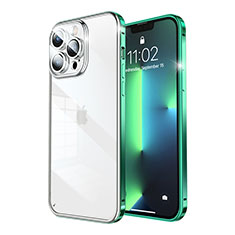 Custodia Lusso Metallo Laterale e Plastica Cover LF7 per Apple iPhone 13 Pro Verde