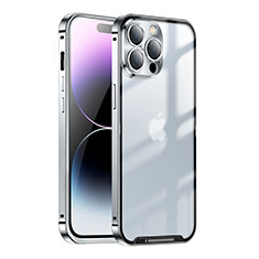 Custodia Lusso Metallo Laterale e Plastica Cover LO1 per Apple iPhone 15 Pro Argento