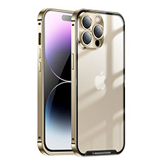 Custodia Lusso Metallo Laterale e Plastica Cover LO1 per Apple iPhone 15 Pro Oro