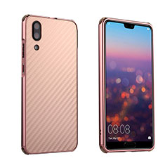 Custodia Lusso Metallo Laterale e Plastica Cover M01 per Huawei P20 Oro Rosa