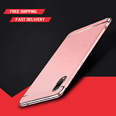 Custodia Lusso Metallo Laterale e Plastica Cover M01 per Huawei Y7 Prime (2019) Oro Rosa