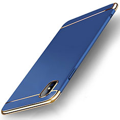 Custodia Lusso Metallo Laterale e Plastica Cover M05 per Apple iPhone Xs Blu