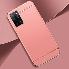 Custodia Lusso Metallo Laterale e Plastica Cover P02 per Oppo A56 5G Oro Rosa