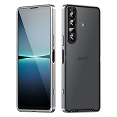 Custodia Lusso Metallo Laterale e Plastica Cover per Sony Xperia 1 IV SO-51C Argento