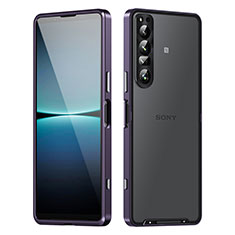 Custodia Lusso Metallo Laterale e Plastica Cover per Sony Xperia 1 IV SO-51C Viola