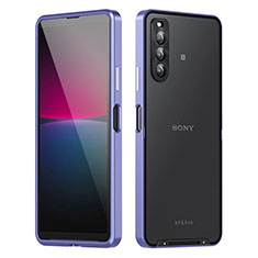 Custodia Lusso Metallo Laterale e Plastica Cover per Sony Xperia 10 IV Viola