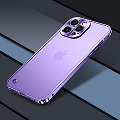 Custodia Lusso Metallo Laterale e Plastica Cover QC1 per Apple iPhone 13 Pro Max Viola