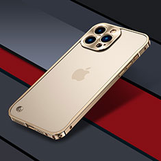 Custodia Lusso Metallo Laterale e Plastica Cover QC1 per Apple iPhone 16 Pro Max Oro