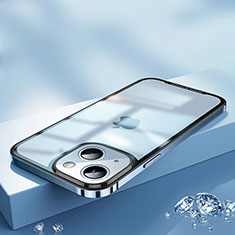 Custodia Lusso Metallo Laterale e Plastica Cover QC2 per Apple iPhone 14 Blu