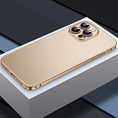 Custodia Lusso Metallo Laterale e Plastica Cover QC3 per Apple iPhone 14 Pro Oro