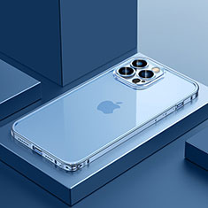 Custodia Lusso Metallo Laterale e Plastica Cover QC4 per Apple iPhone 12 Pro Blu