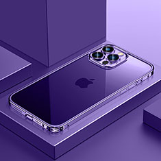 Custodia Lusso Metallo Laterale e Plastica Cover QC4 per Apple iPhone 12 Pro Viola