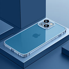 Custodia Lusso Metallo Laterale e Plastica Cover QC4 per Apple iPhone 13 Blu