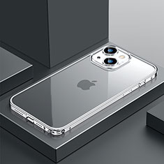 Custodia Lusso Metallo Laterale e Plastica Cover QC4 per Apple iPhone 14 Plus Argento