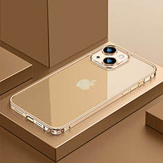 Custodia Lusso Metallo Laterale e Plastica Cover QC4 per Apple iPhone 14 Plus Oro