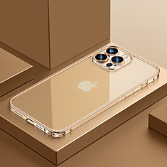 Custodia Lusso Metallo Laterale e Plastica Cover QC4 per Apple iPhone 14 Pro Oro