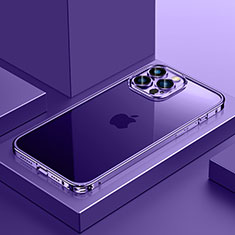 Custodia Lusso Metallo Laterale e Plastica Cover QC4 per Apple iPhone 14 Pro Viola