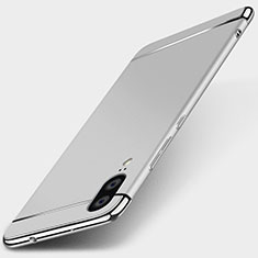 Custodia Lusso Metallo Laterale e Plastica Cover T01 per Huawei P20 Argento