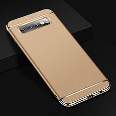 Custodia Lusso Metallo Laterale e Plastica Cover T01 per Samsung Galaxy S10 Plus Oro