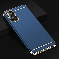 Custodia Lusso Metallo Laterale e Plastica Cover T02 per Oppo Reno3 Blu