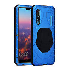 Custodia Lusso Metallo Laterale e Silicone Cover K01 per Huawei P20 Pro Blu