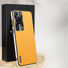 Custodia Lusso Pelle Cover AT1 per Huawei P60 Pro Giallo