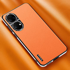 Custodia Lusso Pelle Cover AT2 per Huawei P50 Arancione