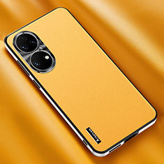 Custodia Lusso Pelle Cover AT2 per Huawei P50 Giallo