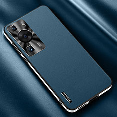 Custodia Lusso Pelle Cover AT2 per Huawei P60 Pro Blu