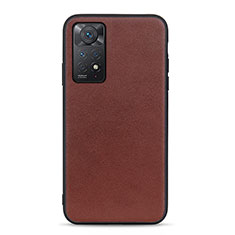 Custodia Lusso Pelle Cover B01H per Xiaomi Redmi Note 11 Pro 5G Marrone